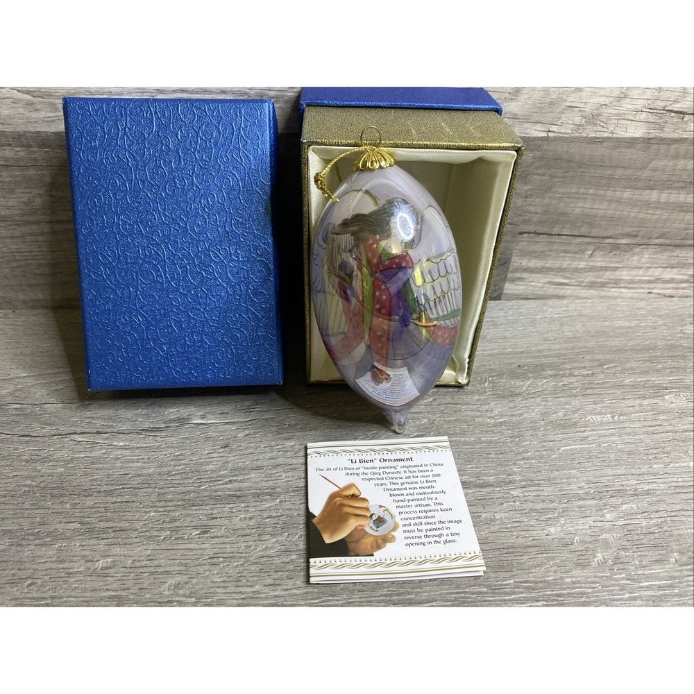 Pier 1 "Li Bien" Iridescent Cone Shaped Ornament with Box 2005 Angel with Harp
